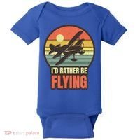 Id Rather Be Flying Aviation Pilot Flight Retro Sunset Meaningful Gift Baby Bodysuit thumb 0