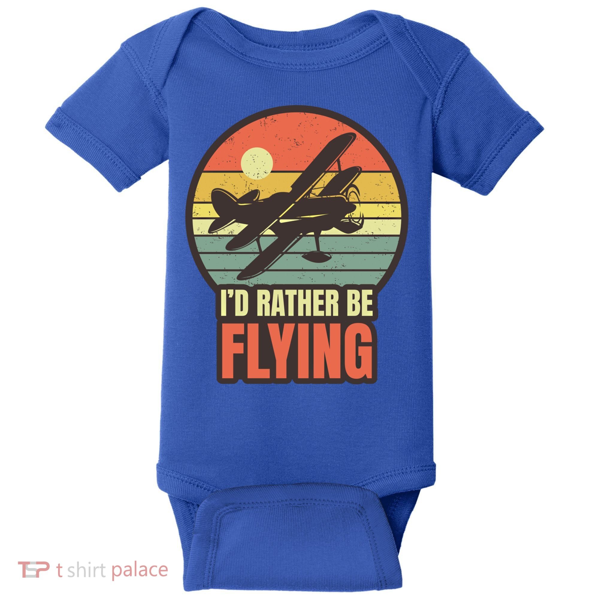 Id Rather Be Flying Aviation Pilot Flight Retro Sunset Meaningful Gift Baby Bodysuit