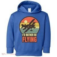 Id Rather Be Flying Aviation Pilot Flight Retro Sunset Meaningful Gift Toddler Hoodie thumb 0