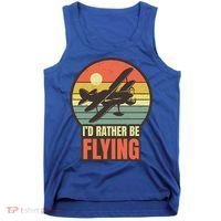 Id Rather Be Flying Aviation Pilot Flight Retro Sunset Meaningful Gift Tank Top thumb 0