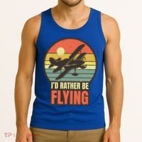 Id Rather Be Flying Aviation Pilot Flight Retro Sunset Meaningful Gift Tank Top thumb 3
