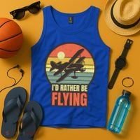 Id Rather Be Flying Aviation Pilot Flight Retro Sunset Meaningful Gift Tank Top thumb 4