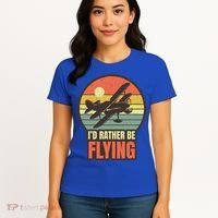 Id Rather Be Flying Aviation Pilot Flight Retro Sunset Meaningful Gift Women's T-Shirt thumb 4
