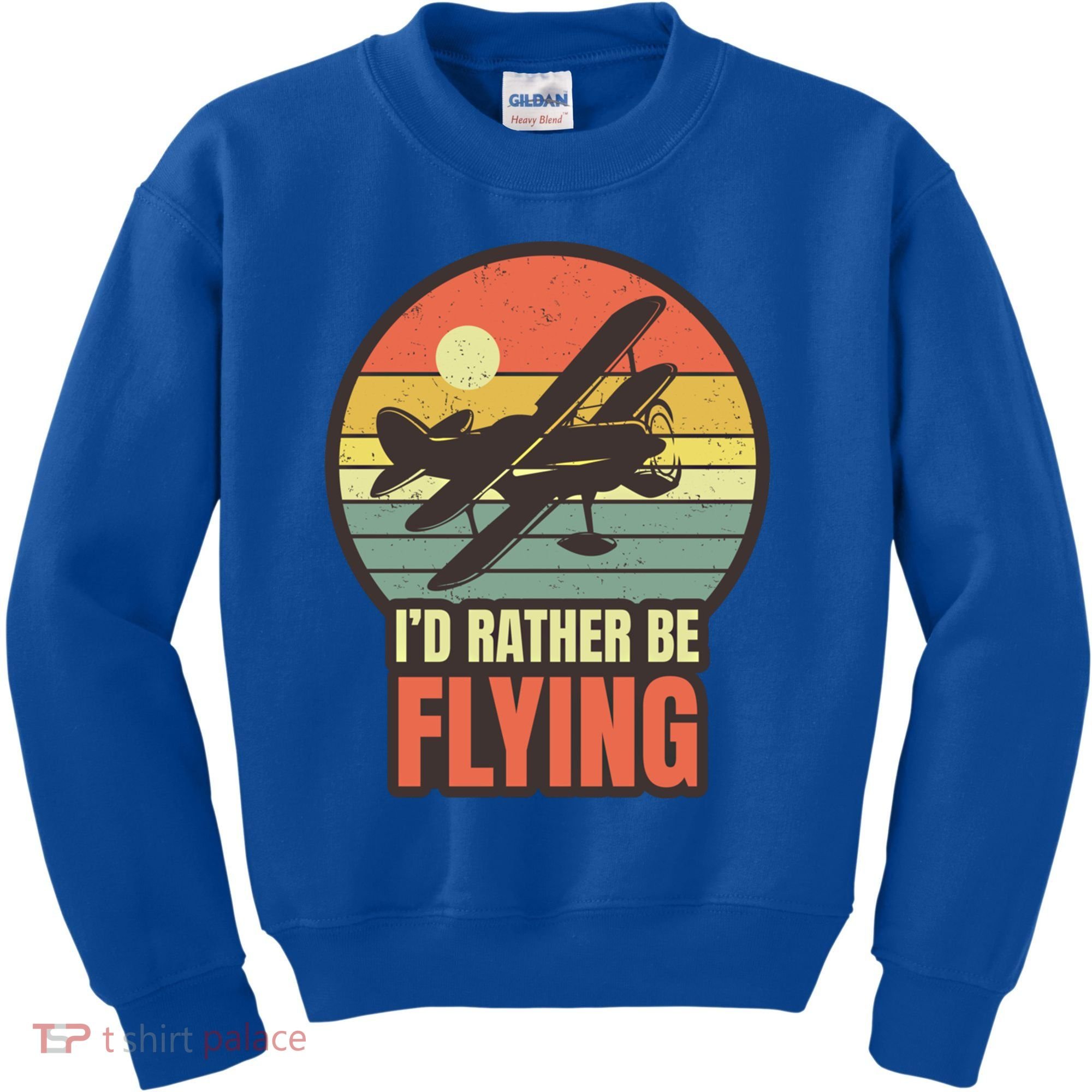 Id Rather Be Flying Aviation Pilot Flight Retro Sunset Meaningful Gift Kids Sweatshirt