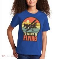 Id Rather Be Flying Aviation Pilot Flight Retro Sunset Meaningful Gift Kids T-Shirt thumb 2