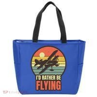 Id Rather Be Flying Aviation Pilot Flight Retro Sunset Meaningful Gift Tote Bag thumb 0