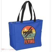 Id Rather Be Flying Aviation Pilot Flight Retro Sunset Meaningful Gift Tote Bag thumb 2