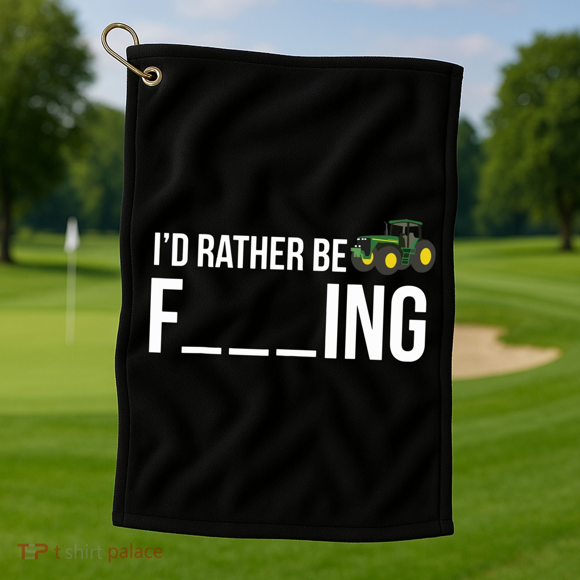 Id Rather Be Farming Funny Farmer Gift Golf Towel