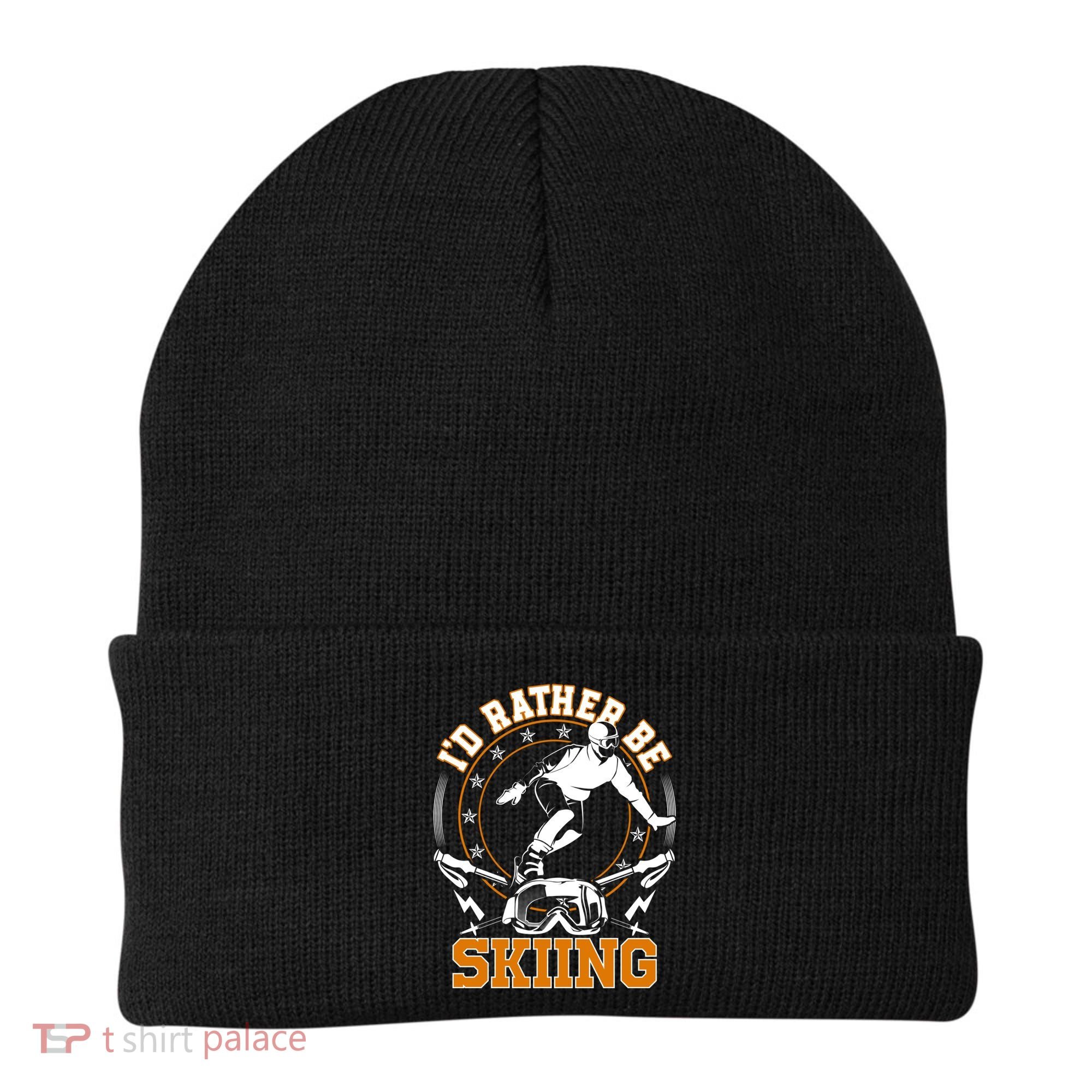 Id Rather Be Skiing Snow Winter Ski Cool Gift Beanie