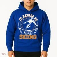 Id Rather Be Skiing Snow Winter Ski Cool Gift Hoodie thumb 2