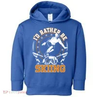 Id Rather Be Skiing Snow Winter Ski Cool Gift Toddler Hoodie thumb 0