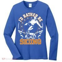 Id Rather Be Skiing Snow Winter Ski Cool Gift Women's Long Sleeve Shirt thumb 0