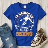 Id Rather Be Skiing Snow Winter Ski Cool Gift Women's T-Shirt thumb 3