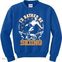 Id Rather Be Skiing Snow Winter Ski Cool Gift Kids Sweatshirt thumb 0