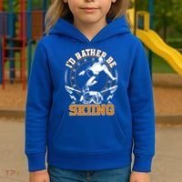Id Rather Be Skiing Snow Winter Ski Cool Gift Kids Hoodie thumb 3