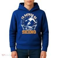 Id Rather Be Skiing Snow Winter Ski Cool Gift Kids Hoodie thumb 4