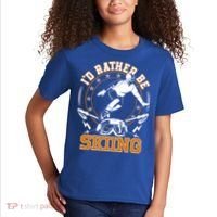 Id Rather Be Skiing Snow Winter Ski Cool Gift Kids T-Shirt thumb 2