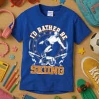 Id Rather Be Skiing Snow Winter Ski Cool Gift Kids T-Shirt thumb 3