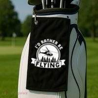 Id Rather Be Flying Funny Helicopter Pilot Gift Golf Towel thumb 2