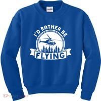 Id Rather Be Flying Funny Helicopter Pilot Gift Kids Sweatshirt thumb 0