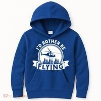 Id Rather Be Flying Funny Helicopter Pilot Gift Kids Hoodie thumb 0