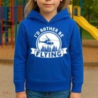 Id Rather Be Flying Funny Helicopter Pilot Gift Kids Hoodie thumb 3