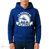 Id Rather Be Flying Funny Helicopter Pilot Gift Kids Hoodie thumb 4