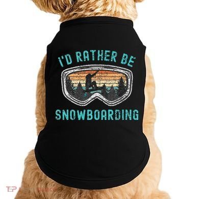 I'd Rather Be Snowboarder Mountains Vintage Snowboarding Doggie Tank