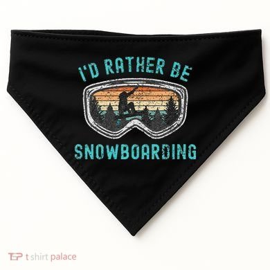 I'd Rather Be Snowboarder Mountains Vintage Snowboarding USA-Made Doggie Bandana