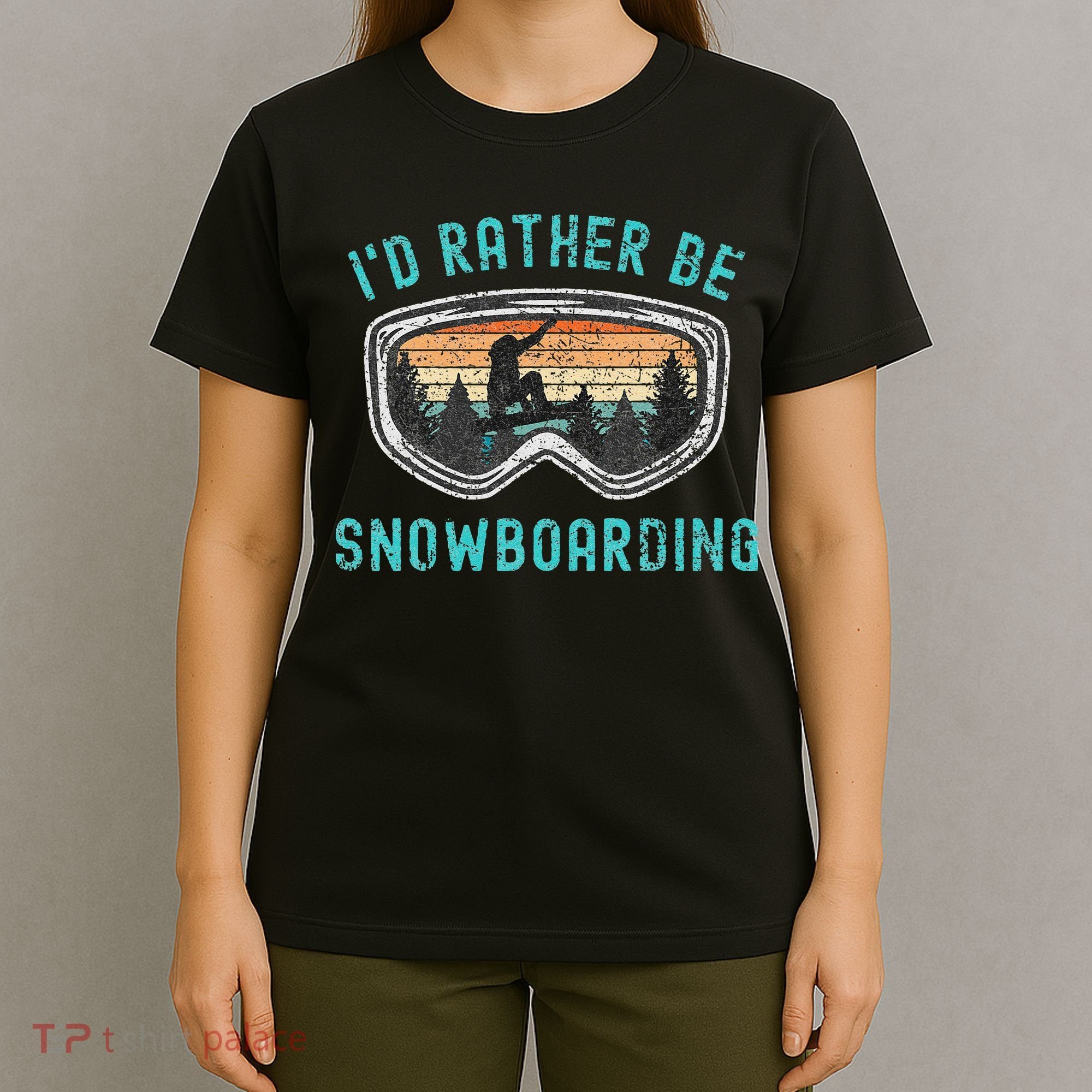 I'd Rather Be Snowboarder Mountains Vintage Snowboarding T-Shirt