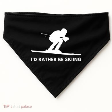 Id Rather Be Skiing Funny Ski Skier Gift USA-Made Doggie Bandana