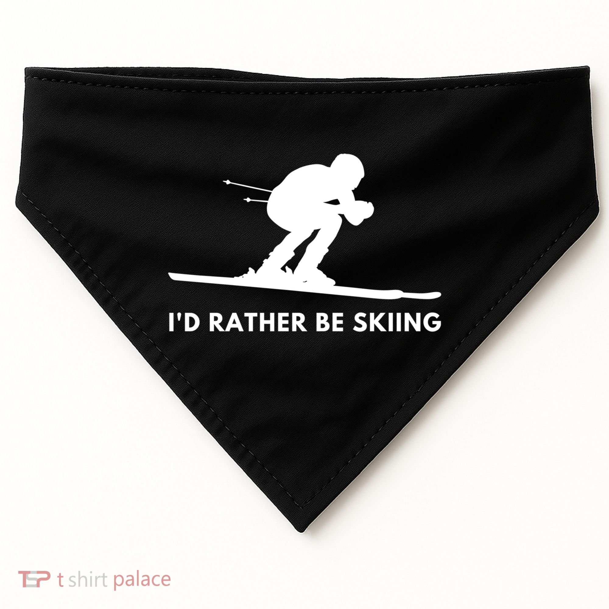 Id Rather Be Skiing Funny Ski Skier Gift USA-Made Doggie Bandana