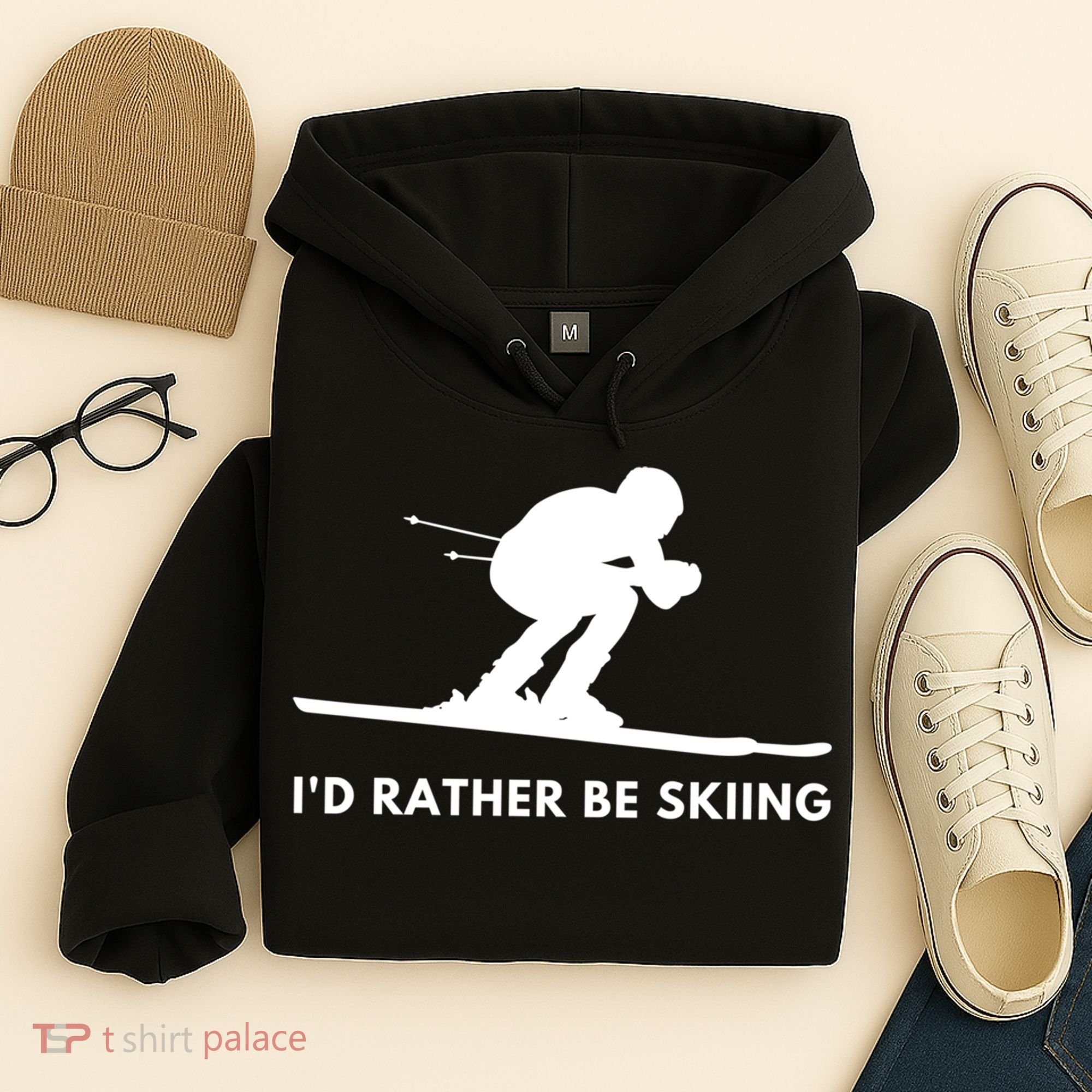 Id Rather Be Skiing Funny Ski Skier Gift Hoodie