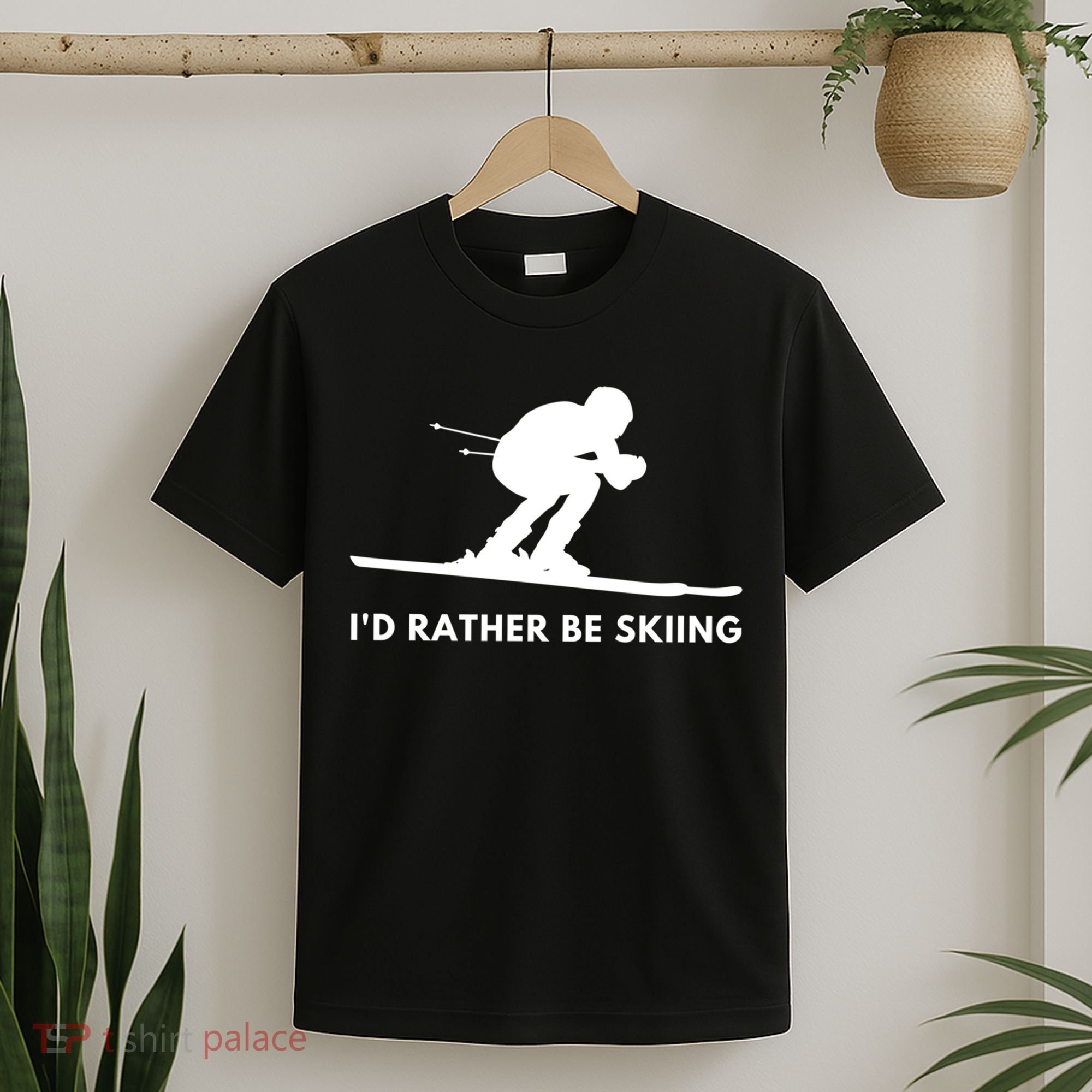 Id Rather Be Skiing Funny Ski Skier Gift T-Shirt
