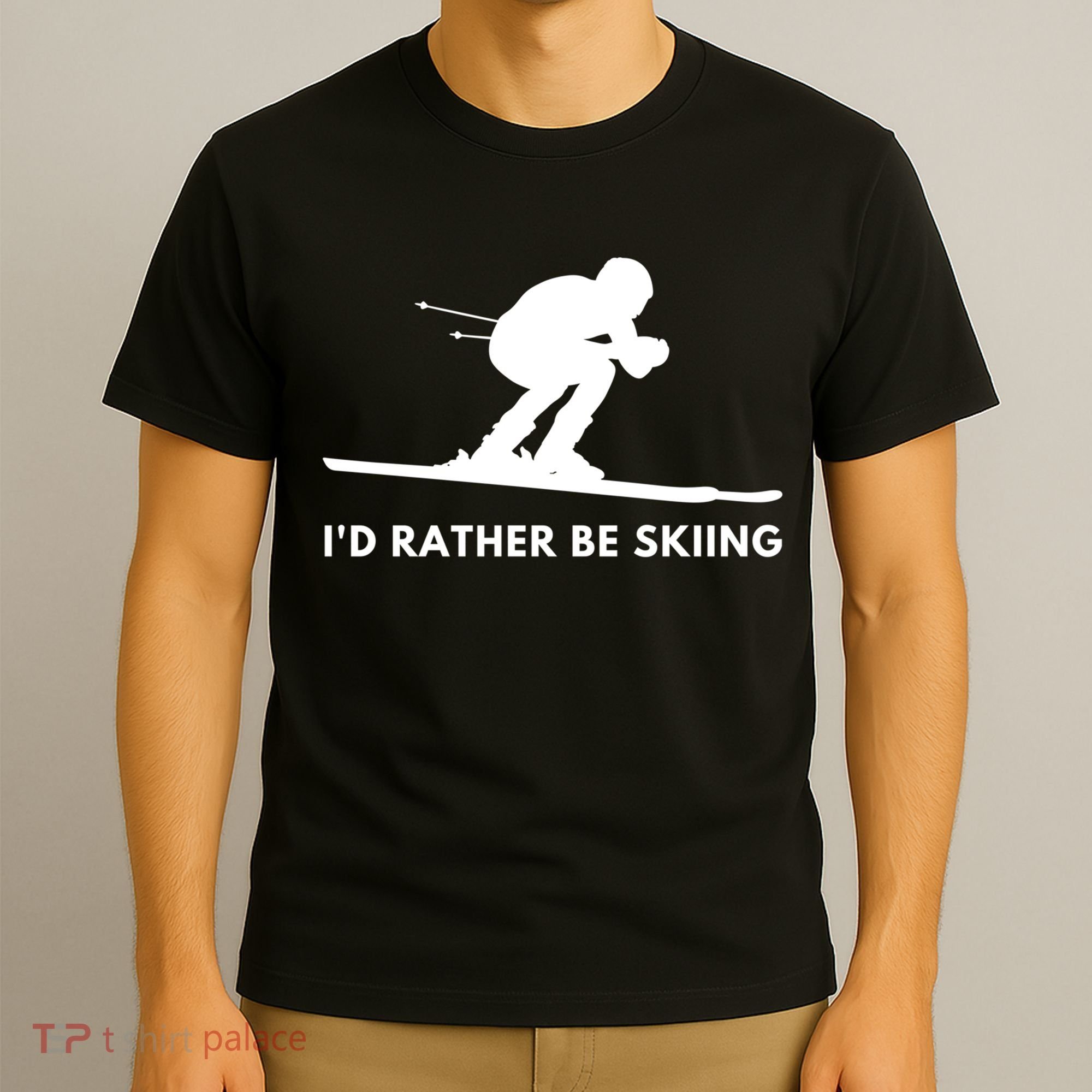 Id Rather Be Skiing Funny Ski Skier Gift T-Shirt