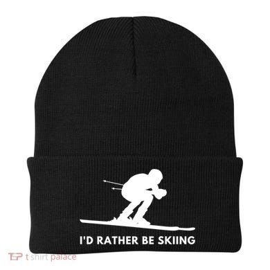 Id Rather Be Skiing Funny Ski Skier Gift Beanie
