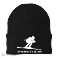 Id Rather Be Skiing Funny Ski Skier Gift Beanie thumb 0
