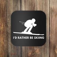 Id Rather Be Skiing Funny Ski Skier Gift Coaster thumb 0