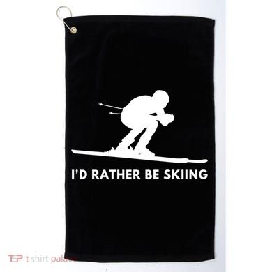 Id Rather Be Skiing Funny Ski Skier Gift Golf Towel