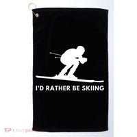 Id Rather Be Skiing Funny Ski Skier Gift Golf Towel thumb 0