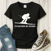 Id Rather Be Skiing Funny Ski Skier Gift Women's T-Shirt thumb 3