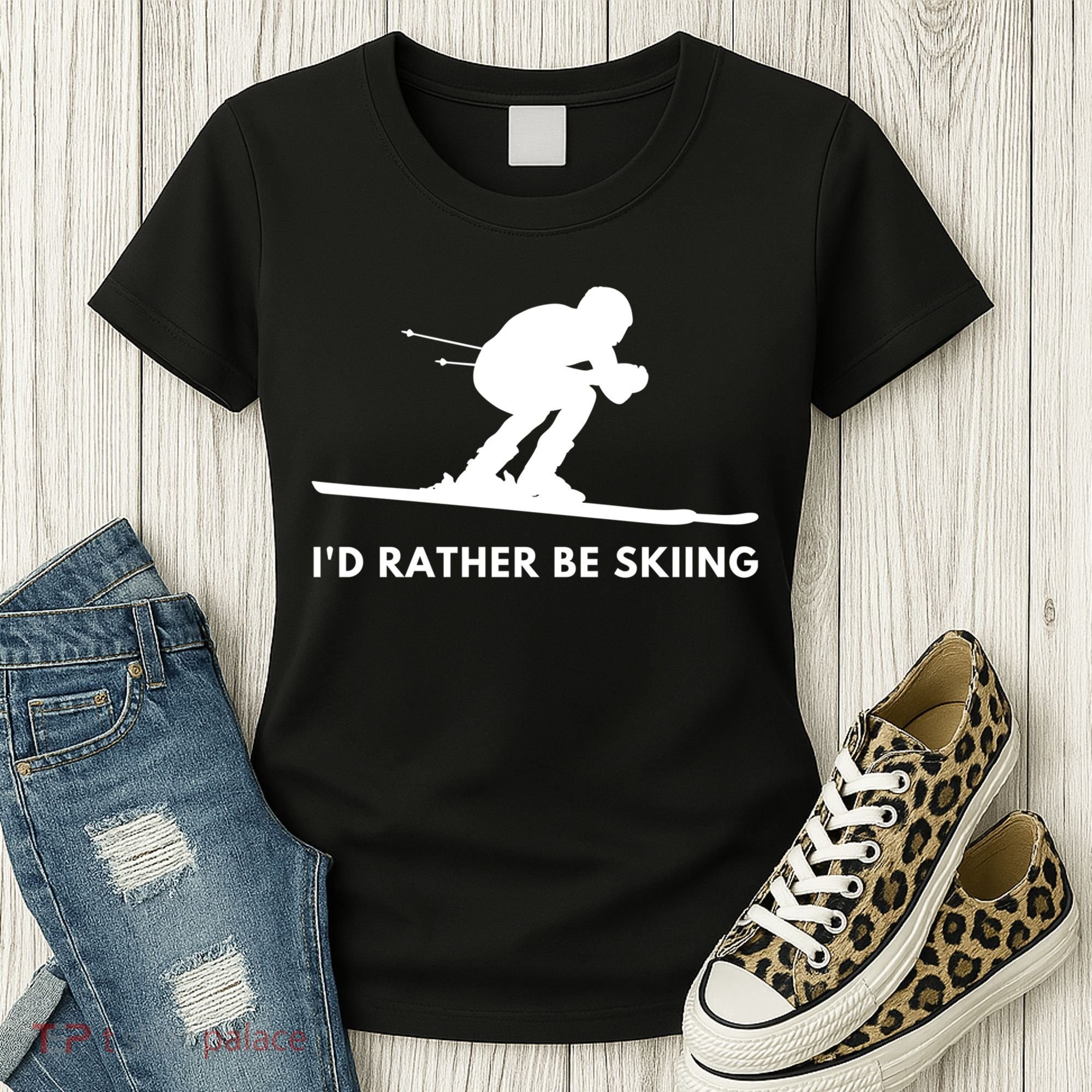 Id Rather Be Skiing Funny Ski Skier Gift Women's T-Shirt