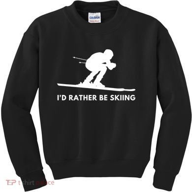 Id Rather Be Skiing Funny Ski Skier Gift Kids Sweatshirt
