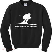 Id Rather Be Skiing Funny Ski Skier Gift Kids Sweatshirt thumb 0