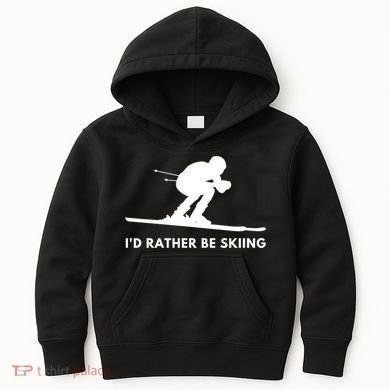 Id Rather Be Skiing Funny Ski Skier Gift Kids Hoodie