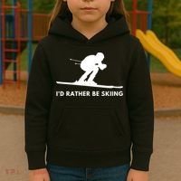 Id Rather Be Skiing Funny Ski Skier Gift Kids Hoodie thumb 3