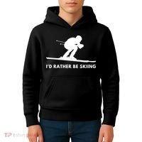 Id Rather Be Skiing Funny Ski Skier Gift Kids Hoodie thumb 4
