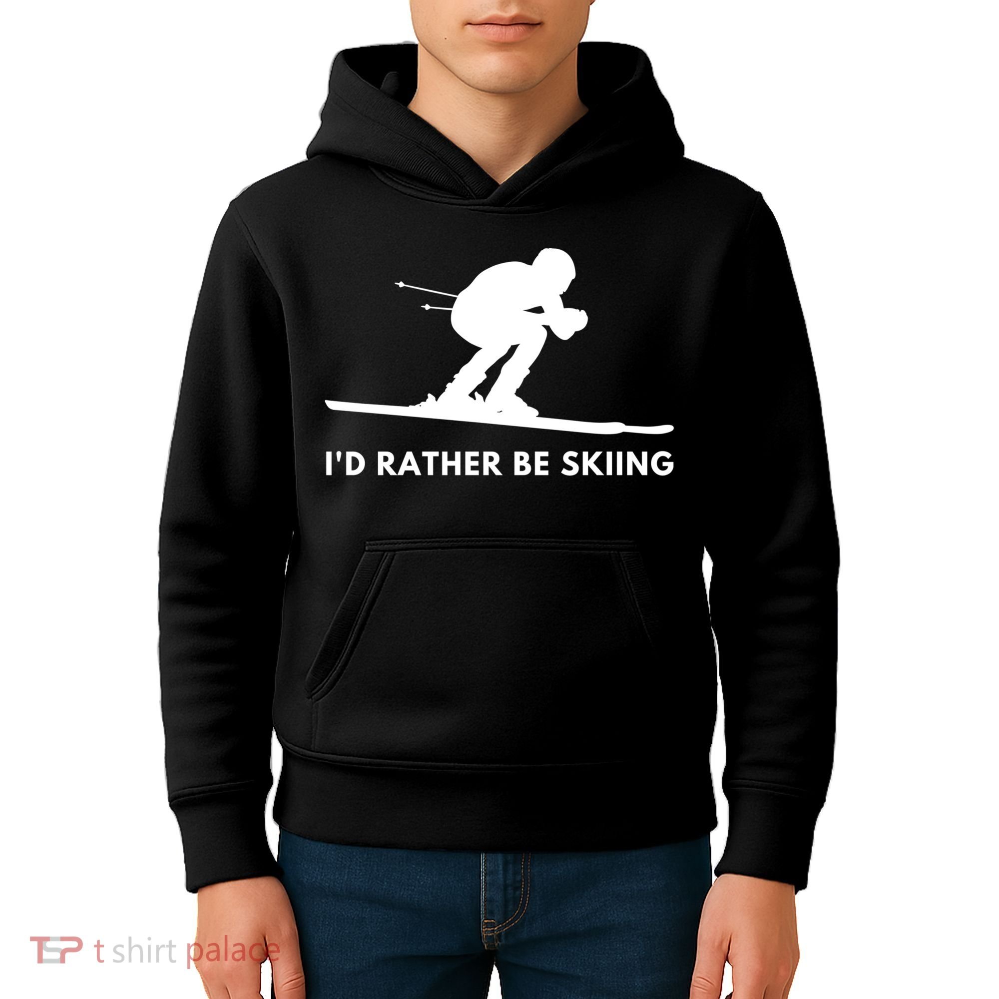 Id Rather Be Skiing Funny Ski Skier Gift Kids Hoodie