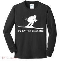 Id Rather Be Skiing Funny Ski Skier Gift Kids Long Sleeve Shirt thumb 0