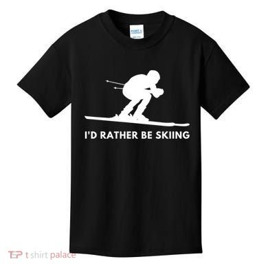Id Rather Be Skiing Funny Ski Skier Gift Kids T-Shirt